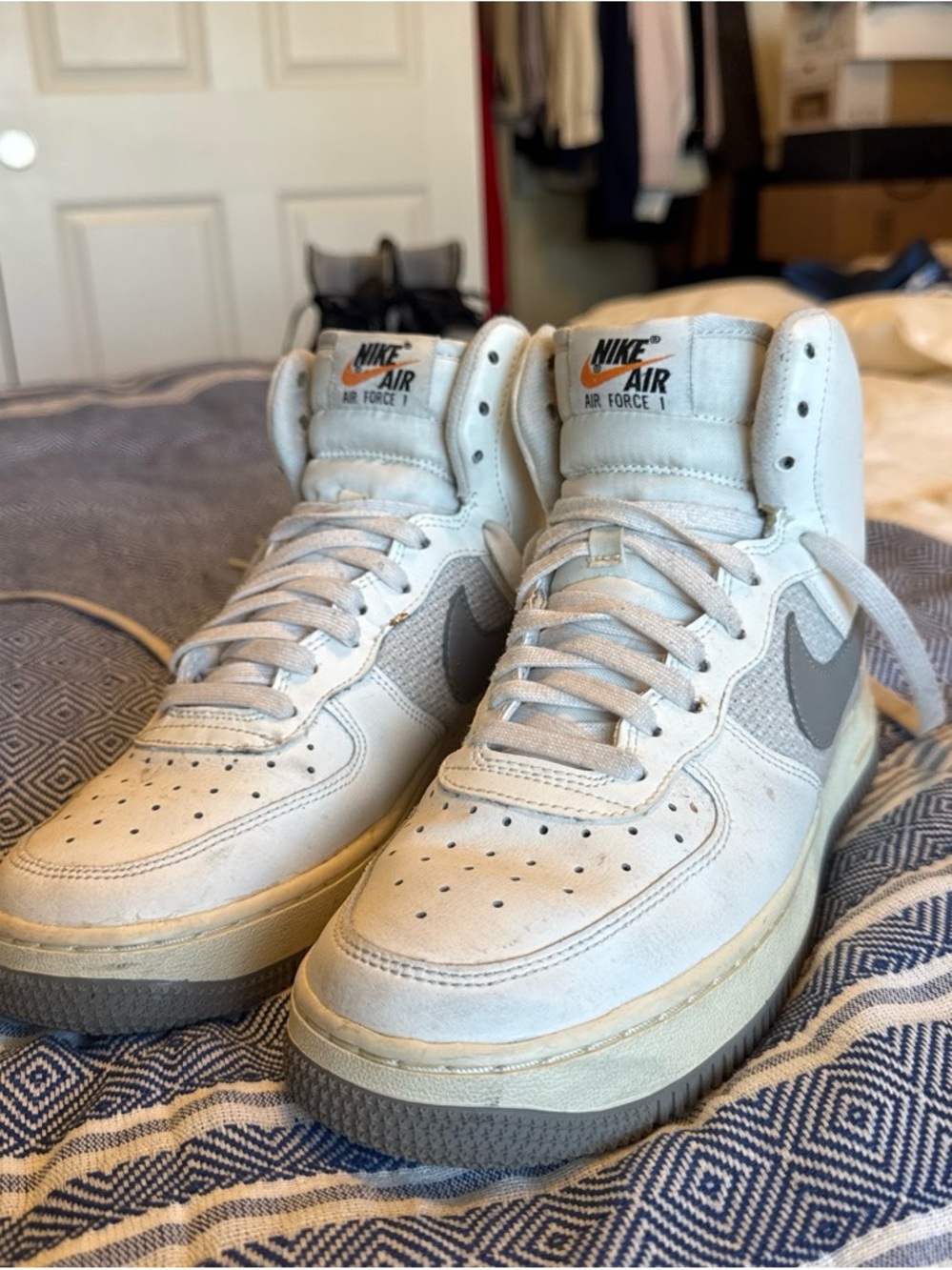 Nike Air Force 1 Mid - Light Gray with Dark Gray Swoosh